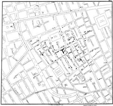 Mapa studní od Johna Snowa.